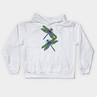 Emperor Dragonflies Digital Art Kids Hoodie