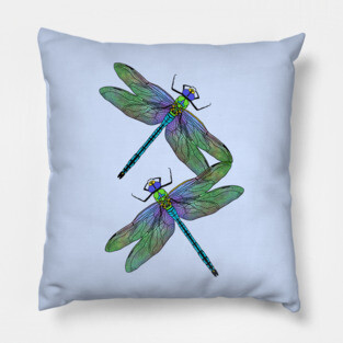Emperor Dragonflies Digital Art Pillow