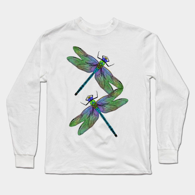 Emperor Dragonflies Digital Art Long Sleeve T-Shirt by H. R. Sinclair