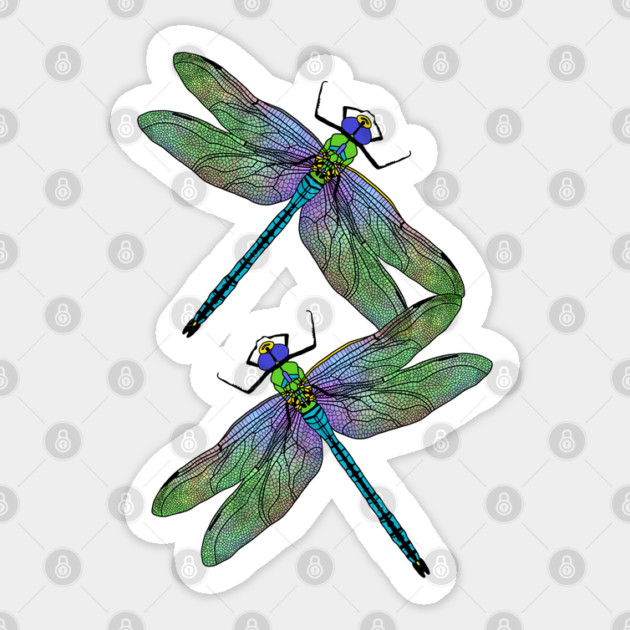 Emperor Dragonflies Digital Art Sticker by H. R. Sinclair
