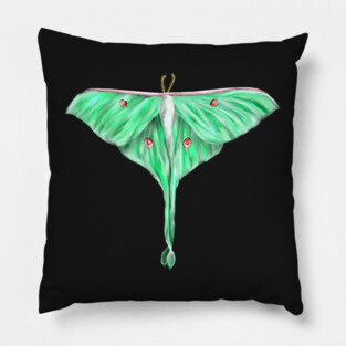 Green Lunar Moth Digital Art Pillow