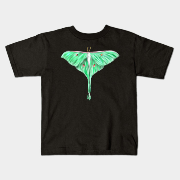 Green Lunar Moth Digital Art Kids T-Shirt by H. R. Sinclair
