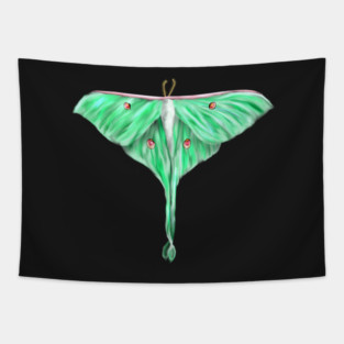 Green Lunar Moth Digital Art Tapestry