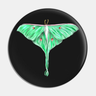 Green Lunar Moth Digital Art Pin
