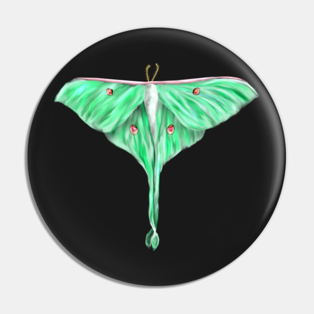 Green Lunar Moth Digital Art Pin by H. R. Sinclair