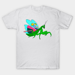 Colorful Praying Mantis Digital Art T-Shirt