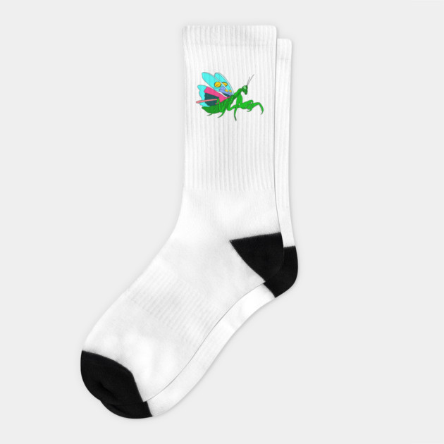 Colorful Praying Mantis Digital Art Socks by H. R. Sinclair