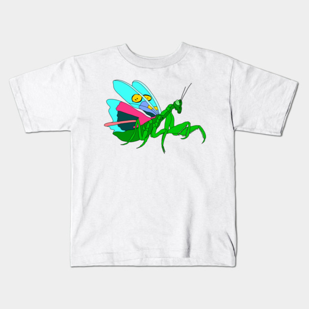 Colorful Praying Mantis Digital Art Kids T-Shirt by H. R. Sinclair
