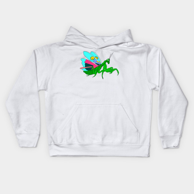 Colorful Praying Mantis Digital Art Kids Hoodie by H. R. Sinclair