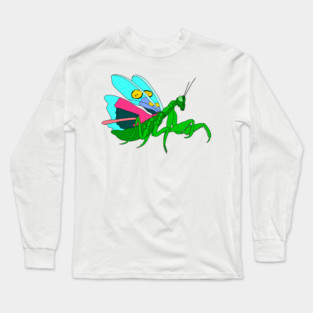 Colorful Praying Mantis Digital Art Long Sleeve T-Shirt