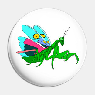 Colorful Praying Mantis Digital Art Pin