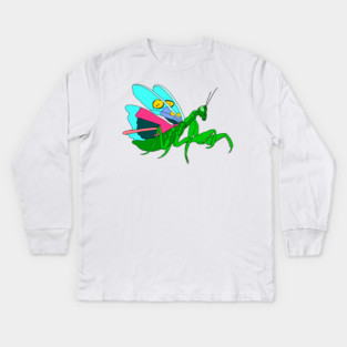Colorful Praying Mantis Digital Art Kids Long Sleeve T-Shirt