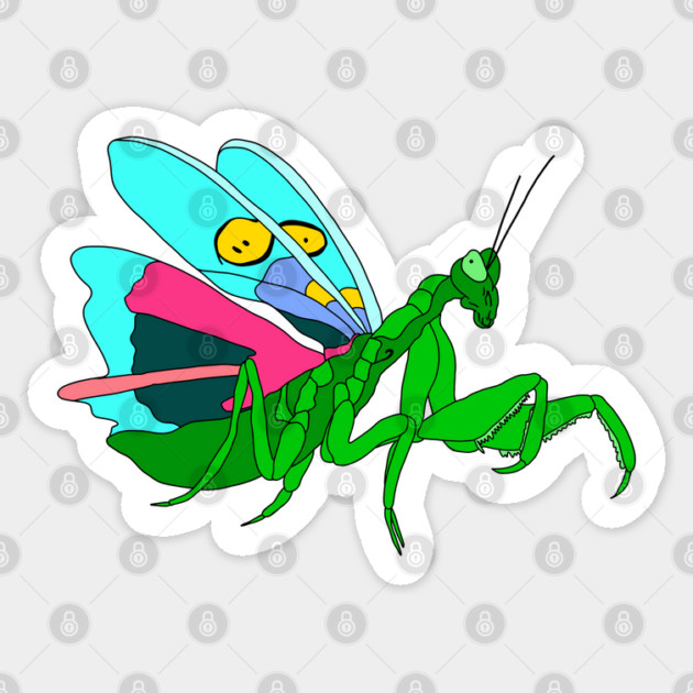 Colorful Praying Mantis Digital Art Sticker by H. R. Sinclair