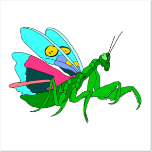 Colorful Praying Mantis Digital Art Posters and Art