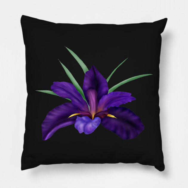 Deep Purple Bog Water Iris  Art Pillow by H. R. Sinclair