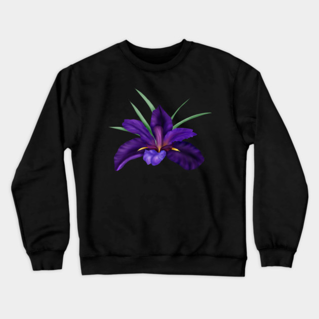 Deep Purple Bog Water Iris  Art Crewneck Sweatshirt by H. R. Sinclair