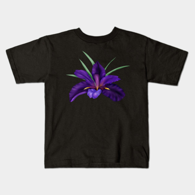 Deep Purple Bog Water Iris  Art Kids T-Shirt by H. R. Sinclair