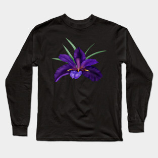 Deep Purple Bog Water Iris  Art Long Sleeve T-Shirt