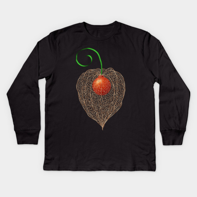Delicate Chinese Lantern Fruit Art Kids Long Sleeve T-Shirt by H. R. Sinclair