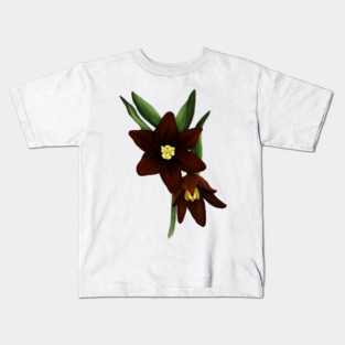 Chocolate Lily Flowers Digital Art Kids T-Shirt