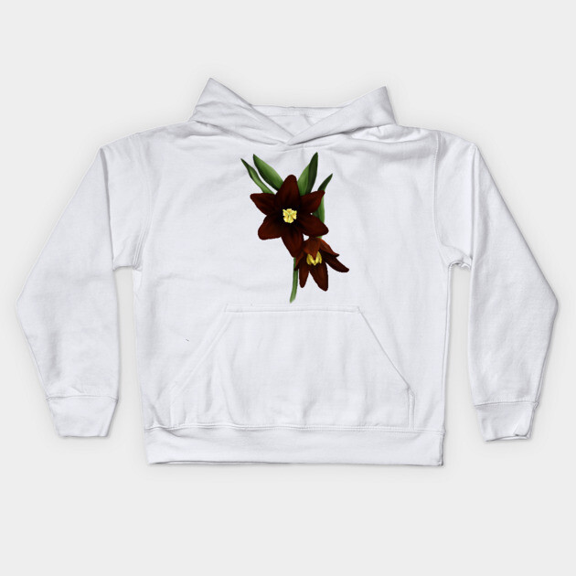 Chocolate Lily Flowers Digital Art Kids Hoodie by H. R. Sinclair