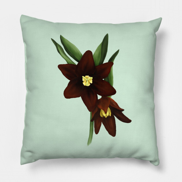 Chocolate Lily Flowers Digital Art Pillow by H. R. Sinclair