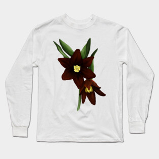 Chocolate Lily Flowers Digital Art Long Sleeve T-Shirt