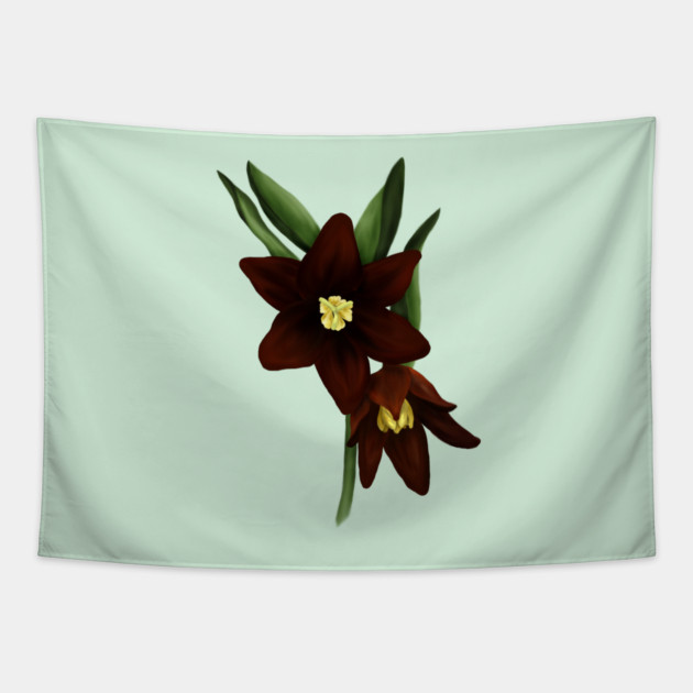 Chocolate Lily Flowers Digital Art Tapestry by H. R. Sinclair