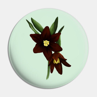Chocolate Lily Flowers Digital Art Pin