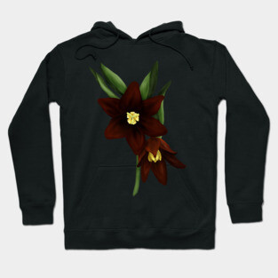 Chocolate Lily Flowers Digital Art Hoodie