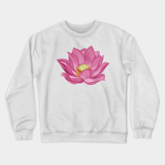 Pink Lotus Blossom Digital Art Crewneck Sweatshirt by H. R. Sinclair