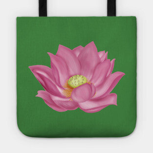 Pink Lotus Blossom Digital Art Tote
