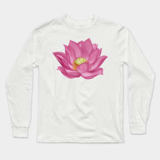 Pink Lotus Blossom Digital Art Long Sleeve T-Shirt