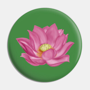 Pink Lotus Blossom Digital Art Pin