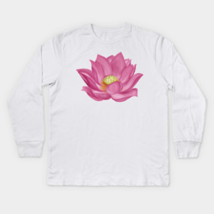 Pink Lotus Blossom Digital Art Kids Long Sleeve T-Shirt