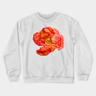 Flaming Orange & Yellow Parrot Tulip Digital Art Crewneck Sweatshirt