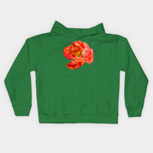 Flaming Orange & Yellow Parrot Tulip Digital Art Kids Hoodie