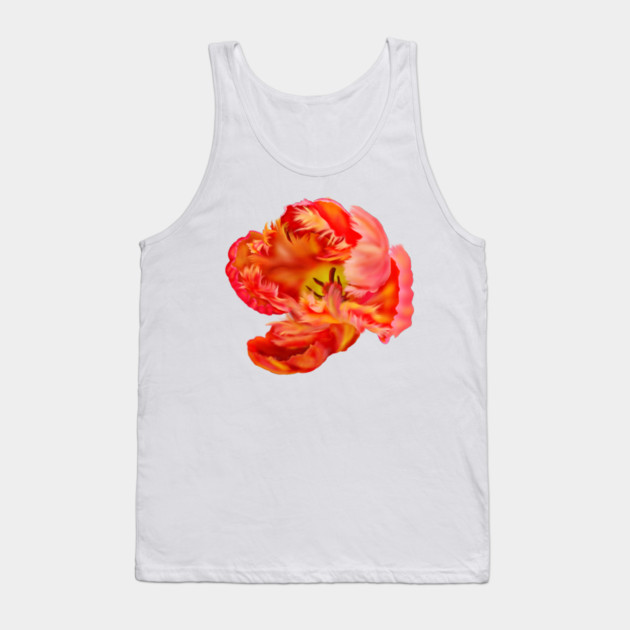 Flaming Orange & Yellow Parrot Tulip Digital Art Tank Top by H. R. Sinclair