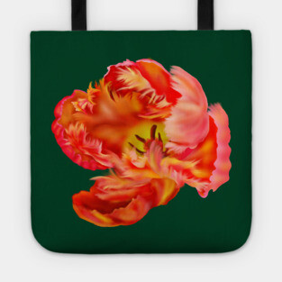 Flaming Orange & Yellow Parrot Tulip Digital Art Tote