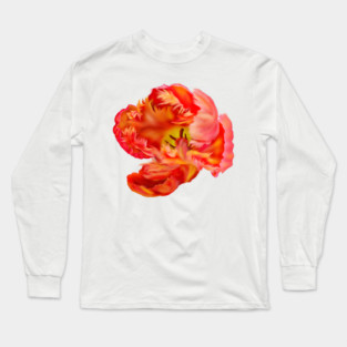 Flaming Orange & Yellow Parrot Tulip Digital Art Long Sleeve T-Shirt