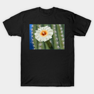 Saguaro Cactus White Flower Art T-Shirt