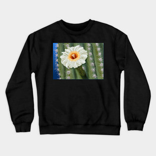 Saguaro Cactus White Flower Art Crewneck Sweatshirt