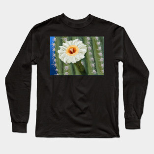 Saguaro Cactus White Flower Art Long Sleeve T-Shirt