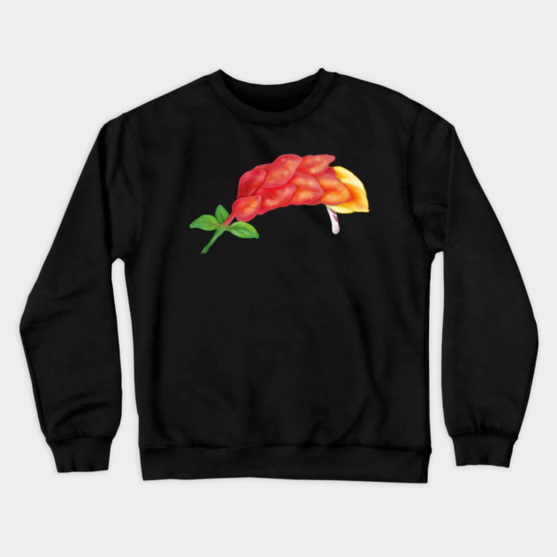 Pink Shrimp Plant Flower Digital Art Crewneck Sweatshirt by H. R. Sinclair