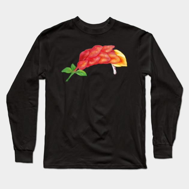 Pink Shrimp Plant Flower Digital Art Long Sleeve T-Shirt by H. R. Sinclair