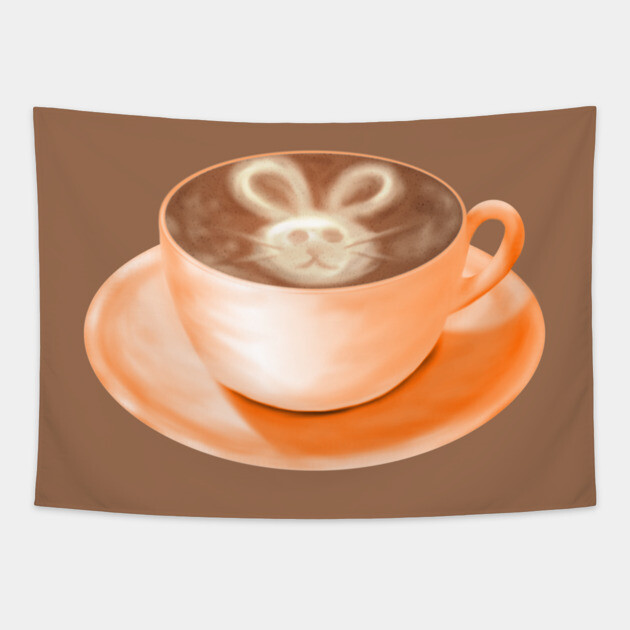 Easter Cappuccino Art Bunny Tapestry by H. R. Sinclair