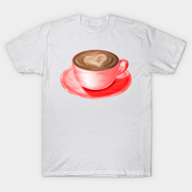 Valentine Love Cappuccino Art Heart T-Shirt by H. R. Sinclair
