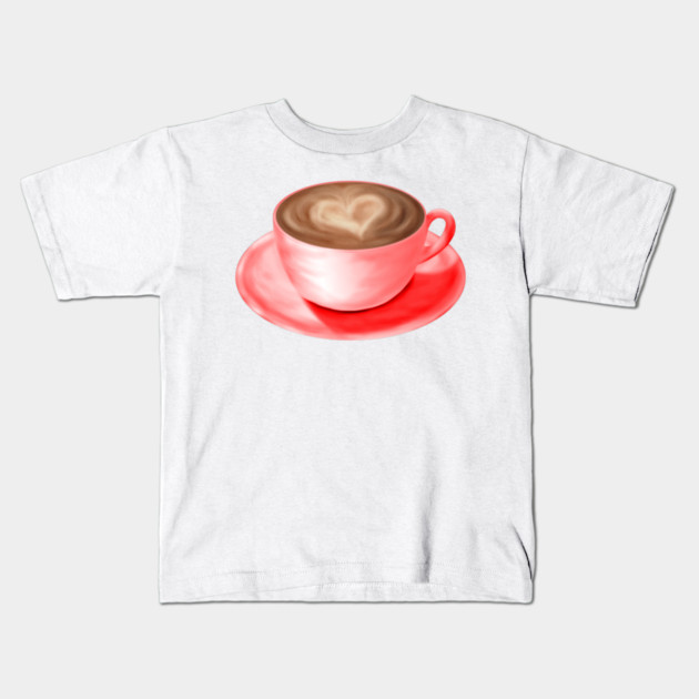 Valentine Love Cappuccino Art Heart Kids T-Shirt by H. R. Sinclair