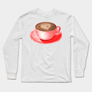 Valentine Love Cappuccino Art Heart Long Sleeve T-Shirt