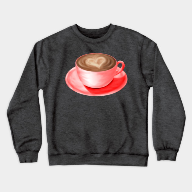 Valentine Love Cappuccino Art Heart Crewneck Sweatshirt by H. R. Sinclair